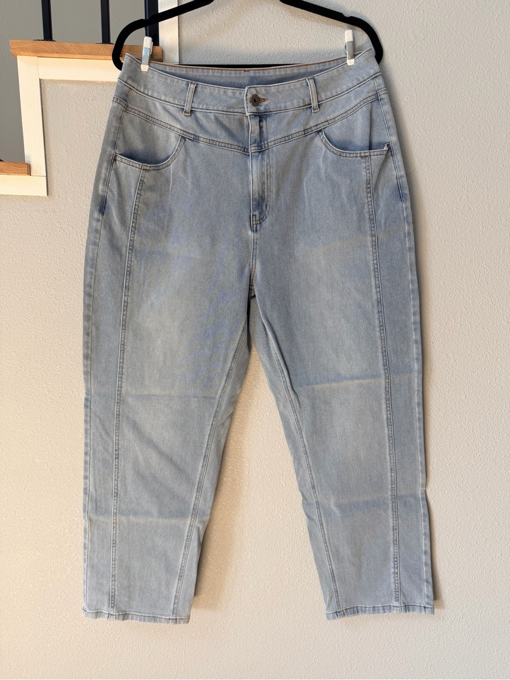 HALARA Flex High Waisted Front Seam Tapered Straight Leg Jeans Light Wash XL